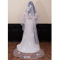 Floral Horsehair Edge Two Tier Bridal Chapel Length 91" Wedding Veils With Blusher 