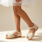 Sandales chaussures de fille de fleur fille de mariage fête bowknot pearl strass faux cuir peep toe talon plat chaussures 