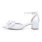 Women's Wedding Shoes Satin Chunky Heel Block Heel Point Toe Wedding Heels Bridesmaid Shoes Bowknot Elegant Wedding Shoes 