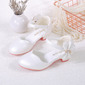 Girl's Flower Girl Shoes Wedding Party Bowknot Pearl Rhinestone Faux Leather Round Toe Low Heel Shoes 
