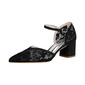 Women's Wedding Shoes Lace Satin Block Heel Point Toe Wedding Heels Bridal Shoes Bridesmaid Shoes Elegant Wedding Shoes 