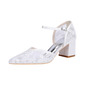 Women's Wedding Shoes Lace Satin Block Heel Point Toe Wedding Heels Bridal Shoes Bridesmaid Shoes Elegant Wedding Shoes 