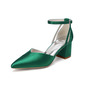 Femmes chaussures de mariage satiné talon bloc bout pointu talons de mariage chaussures de demoiselle d'honneur élégante mariage travail fête prom soirée chaussures 
