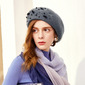 Women's Elegant Winter Beading Wool Wedding Cocktail Beret Hats 