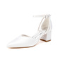 Femmes chaussures de mariage satiné talon bloc bout pointu talons de mariage chaussures de demoiselle d'honneur élégante mariage travail fête prom soirée chaussures 