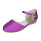 Girl's Flower Girl Shoes Wedding Pearl Satin Round Toe Flat Heel Shoes 