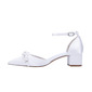 Women's Wedding Shoes Satin Chunky Heel Point Toe Wedding Heels Bridal Shoes Pearl Elegant Wedding Shoes 