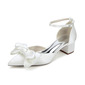 Women's Wedding Shoes Satin Chunky Heel Block Heel Point Toe Wedding Heels Bridesmaid Shoes Bowknot Elegant Wedding Shoes 