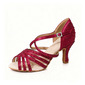 Women's Latin Shoes Rhinestone High Heel Satin Indoor Dance Shoes 