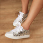 Women's Wedding Shoes Satin Flat Heel Round Toe Wedding Sneakers Sequin Casual Cute Wedding Daily Shoes 